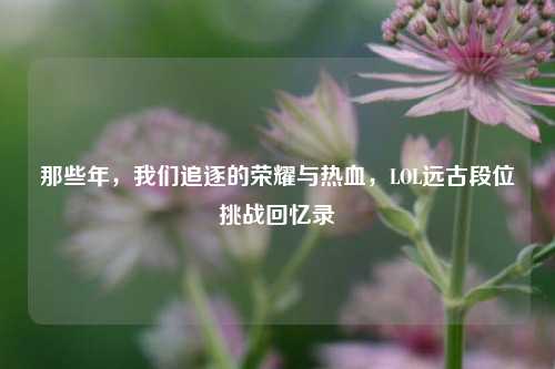 那些年，我们追逐的荣耀与热血，LOL远古段位挑战回忆录