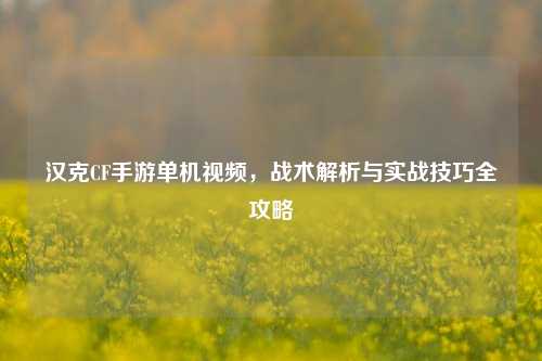 汉克CF手游单机视频，战术解析与实战技巧全攻略
