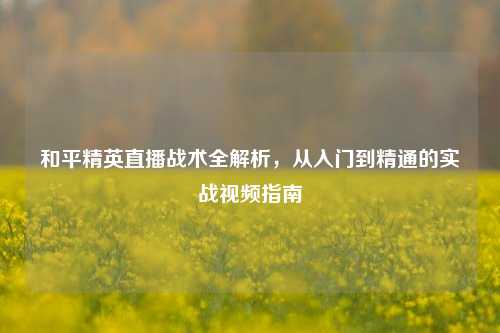 和平精英直播战术全解析，从入门到精通的实战视频指南