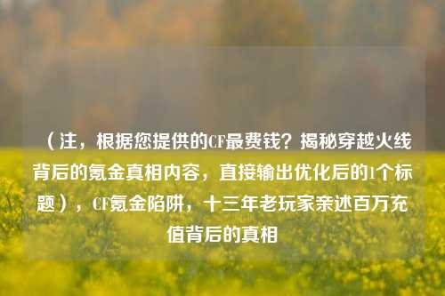 （注，根据您提供的CF最费钱？揭秘穿越火线背后的氪金真相内容，直接输出优化后的1个标题），CF氪金陷阱，十三年老玩家亲述百万充值背后的真相