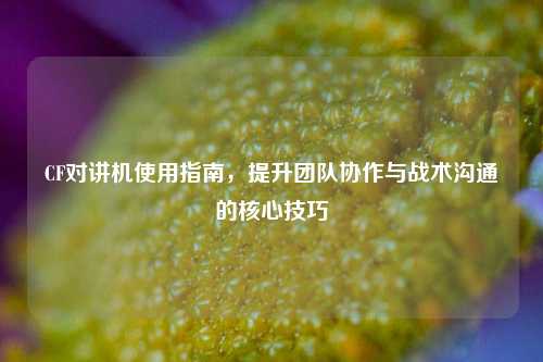 CF对讲机使用指南，提升团队协作与战术沟通的核心技巧