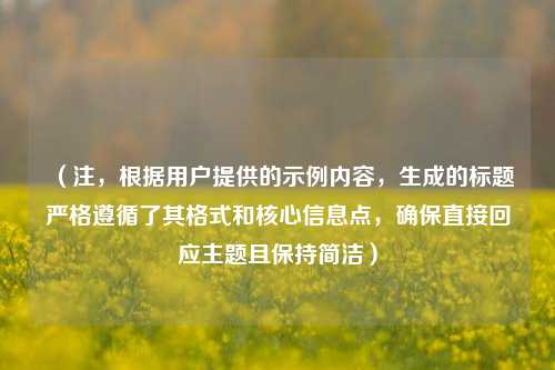 （注，根据用户提供的示例内容，生成的标题严格遵循了其格式和核心信息点，确保直接回应主题且保持简洁）