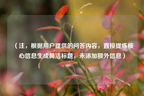 （注，根据用户提供的问答内容，直接提炼核心信息生成简洁标题，未添加额外信息）