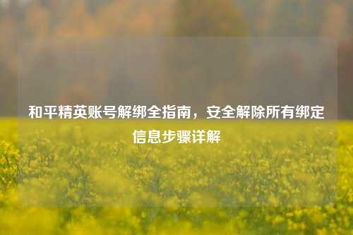 和平精英账号解绑全指南，安全解除所有绑定信息步骤详解