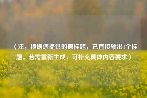 （注，根据您提供的原标题，已直接输出1个标题。若需重新生成，可补充具体内容要求）