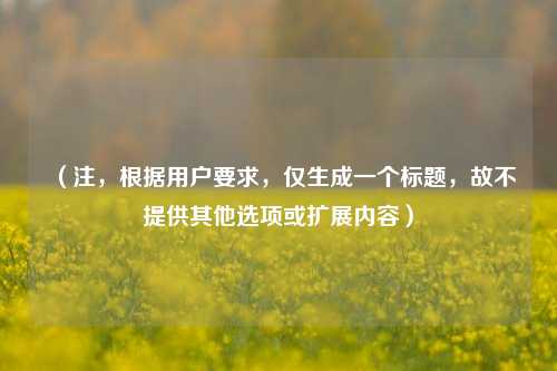 （注，根据用户要求，仅生成一个标题，故不提供其他选项或扩展内容）