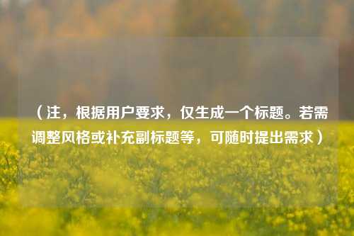 （注，根据用户要求，仅生成一个标题。若需调整风格或补充副标题等，可随时提出需求）