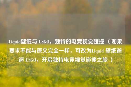 Liquid壁纸与 CSGO，独特的电竞视觉碰撞 （如果要求不能与原文完全一样，可改为Liquid 壁纸邂逅 CSGO，开启独特电竞视觉碰撞之旅 ）