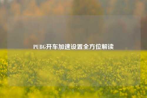 PUBG开车加速设置全方位解读