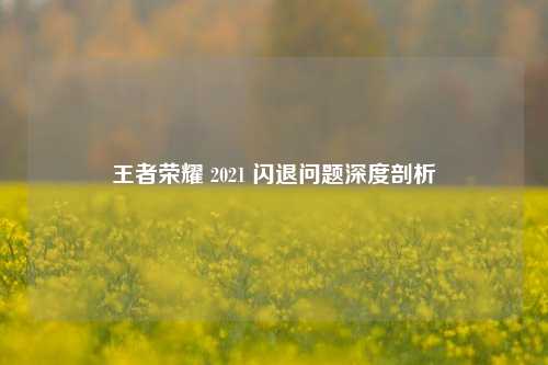 王者荣耀 2021 闪退问题深度剖析