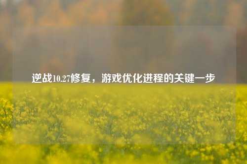 逆战10.27修复，游戏优化进程的关键一步