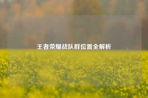 王者荣耀战队群位置全解析