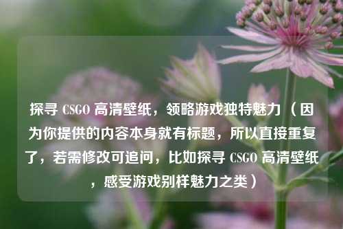 探寻 CSGO 高清壁纸，领略游戏独特魅力 （因为你提供的内容本身就有标题，所以直接重复了，若需修改可追问，比如探寻 CSGO 高清壁纸，感受游戏别样魅力之类）
