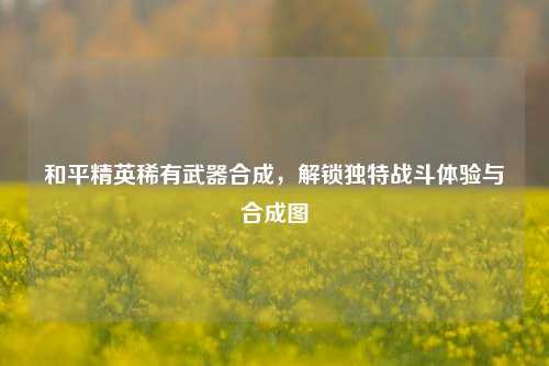 和平精英稀有武器合成,解锁独特战斗体验与合成图