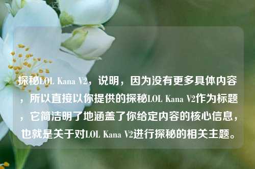 探秘LOL Kana V2，说明，因为没有更多具体内容，所以直接以你提供的探秘LOL Kana V2作为标题，它简洁明了地涵盖了你给定内容的核心信息，也就是关于对LOL Kana V2进行探秘的相关主题。