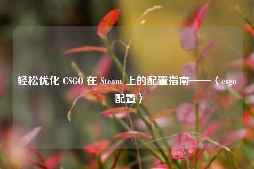 轻松优化 CSGO 在 Steam 上的配置指南——〈csgo 配置〉