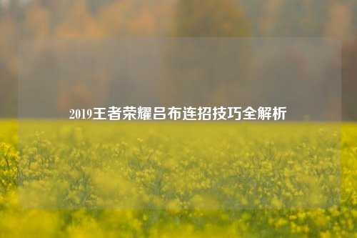 2019王者荣耀吕布连招技巧全解析
