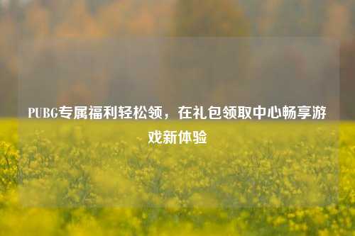 PUBG专属福利轻松领，在礼包领取中心畅享游戏新体验