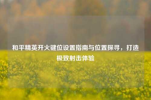 和平精英开火键位设置指南与位置探寻，打造极致射击体验