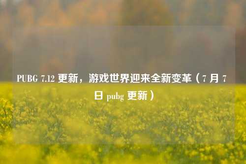 PUBG 7.12 更新,游戏世界迎来全新变革(7 月 7 日 pubg 更新)