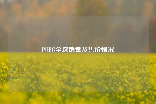 PUBG全球销量及售价情况