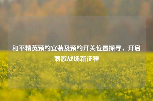 和平精英预约安装及预约开关位置探寻,开启 *** 战场新征程