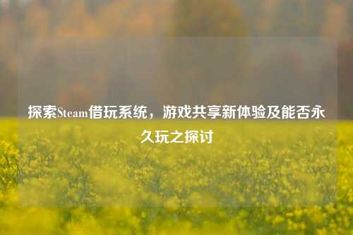 探索Steam借玩系统,游戏共享新体验及能否永久玩之探讨