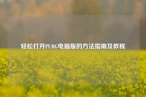 轻松打开PUBG电脑版的 *** 指南及教程