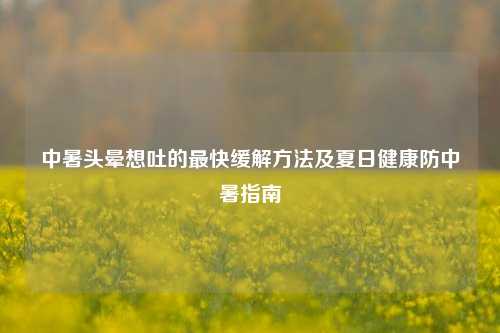 中暑头晕想吐的最快缓解 *** 及夏日健康防中暑指南