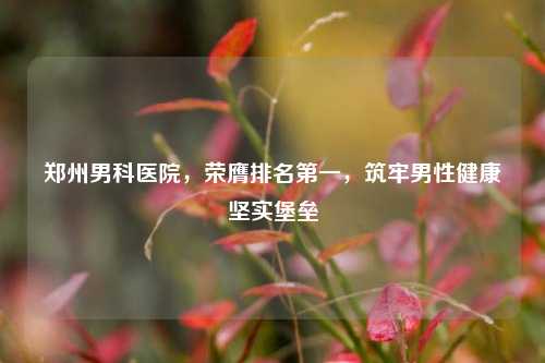 郑州男科医院,荣膺排名之一,筑牢男性健康坚实堡垒