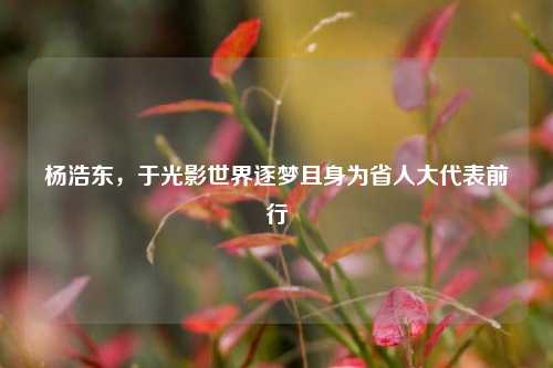 杨浩东,于光影世界逐梦且身为省人大代表前行