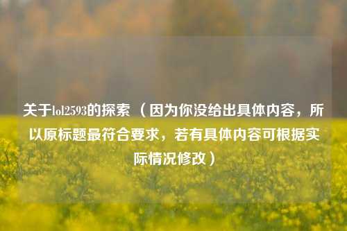 关于lol2593的探索 （因为你没给出具体内容，所以原标题更符合要求，若有具体内容可根据实际情况修改）