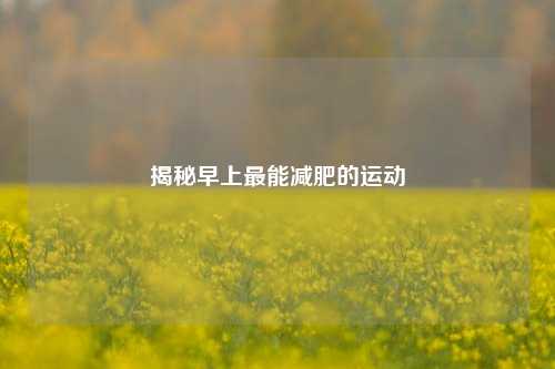 揭秘早上最能减肥的运动