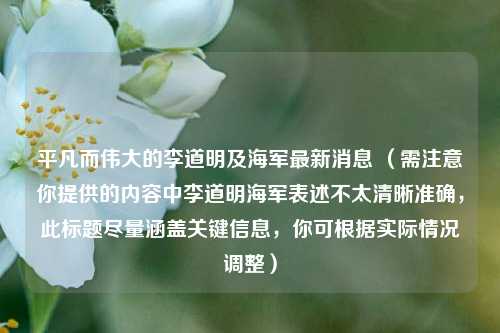 平凡而伟大的李道明及海军最新消息 (需注意你提供的内容中李道明海军表述不太清晰准确,此标题尽量涵盖关键信息,你可根据实际情况调整)