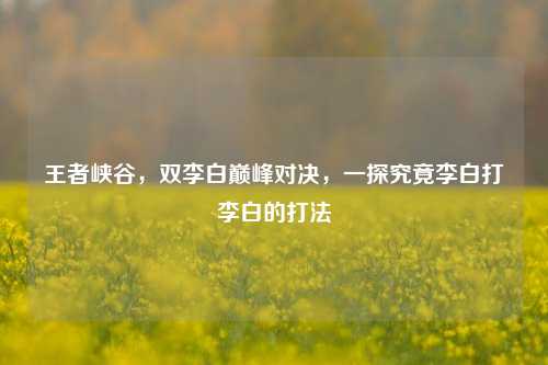 王者峡谷,双李白巅峰对决,一探究竟李白打李白的打法