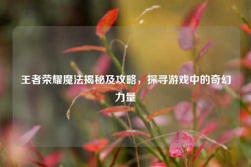王者荣耀魔法揭秘及攻略,探寻游戏中的奇幻力量