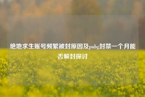 绝地求生账号频繁被封原因及pubg封禁一个月能否解封探讨