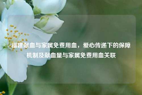 福建献血与家属免费用血,爱心传递下的保障机制及献血量与家属免费用血关联
