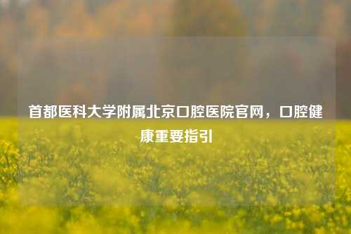 首都医科大学附属北京口腔医院官网,口腔健康重要指引