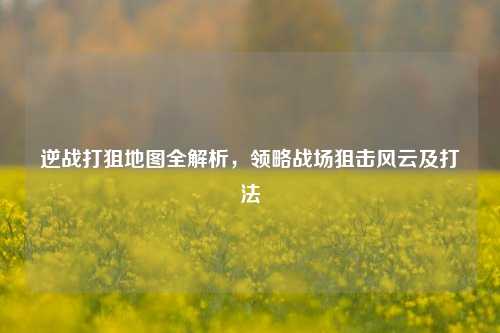逆战打狙地图全解析，领略战场狙击风云及打法