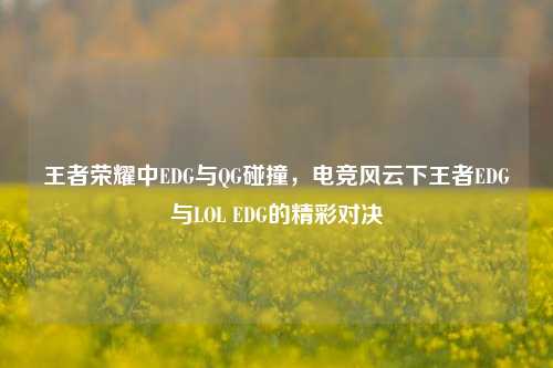 王者荣耀中EDG与QG碰撞,电竞风云下王者EDG与LOL EDG的精彩对决