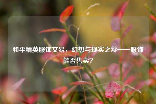 和平精英服饰交易,幻想与现实之辩——服饰能否售卖?
