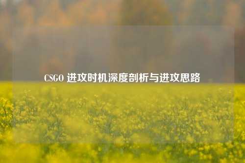 CSGO 进攻时机深度剖析与进攻思路