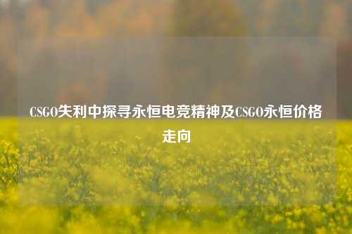 CSGO失利中探寻永恒电竞精神及CSGO永恒价格走向
