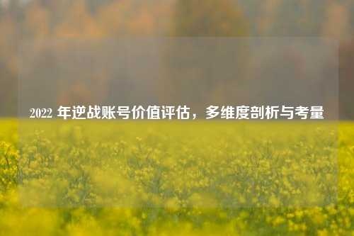 2022 年逆战账号价值评估，多维度剖析与考量
