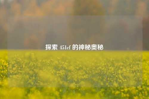 探索 451cf 的神秘奥秘