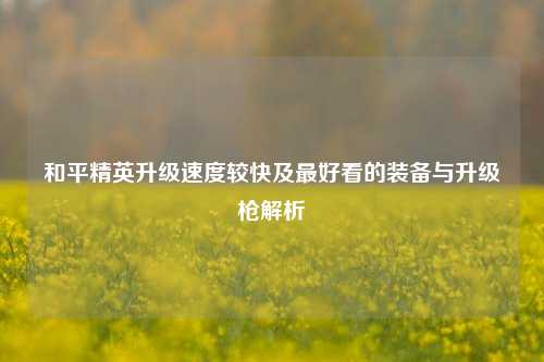 和平精英升级速度较快及更好看的装备与升级枪解析