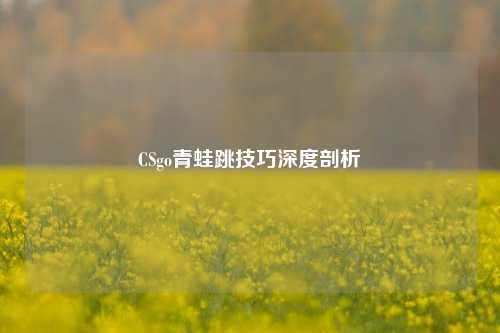 CSgo青蛙跳技巧深度剖析