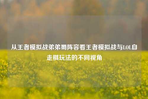 从王者模拟战弟弟蜀阵容看王者模拟战与LOL自走棋玩法的不同视角