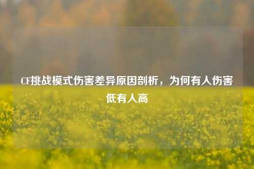 CF挑战模式伤害差异原因剖析,为何有人伤害低有人高